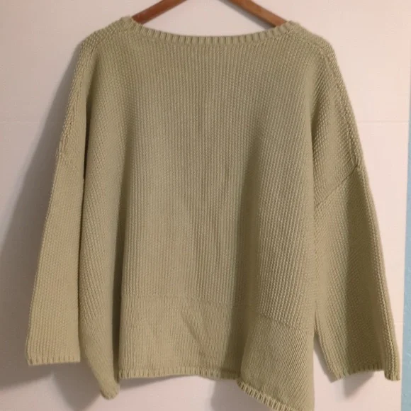 Poetry Sage Green Crew Neck Chuncky Boho Minimalist Sweater Pullover Largenlook - Picture 5 of 6